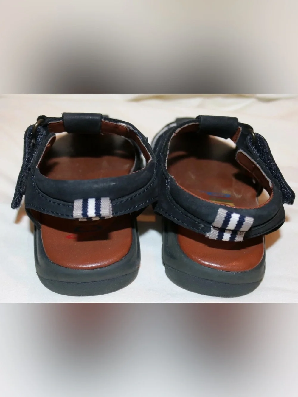 Toddler Boy Blue Leather Sandals with Non Skid Soles by Scott David  - Size 8